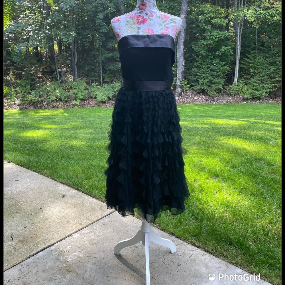 Black formal strapless dress wedding guest